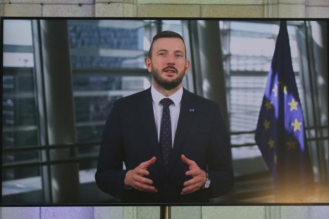 Virginijus Sinkevičius, EU Commissioner for Environment, Oceans and Fisheries, addressed the meeting with a video message