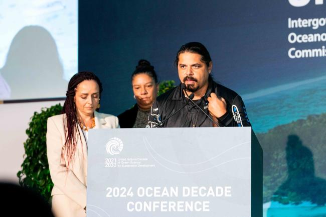 Gavin Singleton, Larissa Hale and Manuwuri Forester, Traditional Owners of the Great Barrier Reef