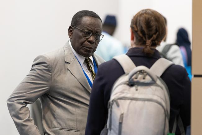 Contact Group 2 Co-Facilitator Tommy Oliver Boachie, Ghana, speaks with a delegate