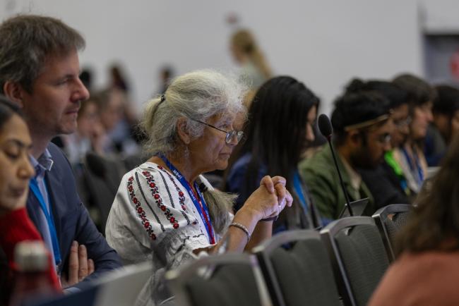 Delegates listen during the session