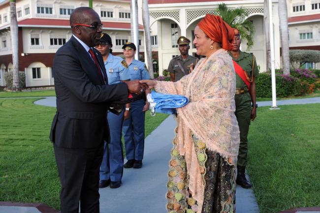 Everly Paul Chet Greene, Minister of Foreign Affairs, Agriculture, Trade and Barbuda Affairs, and Amina Mohammed, UN Deputy Secretary-General