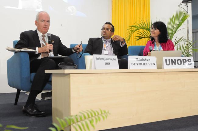 The dais during the Fireside Chat portion of the Third Interactive Dialogue