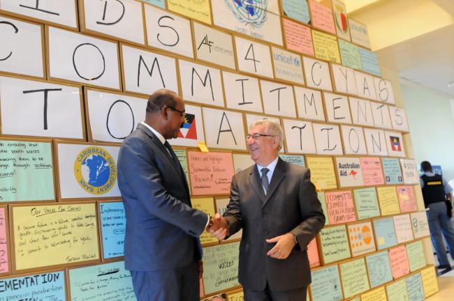 Gaston Browne, President of the 4th SIDS Conference, and Karmenu Vella, Malta