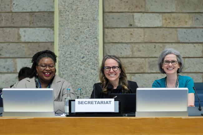 From L-R: Wadzanayi Goredema-Mandivenyi, Chantal Robichaud, and Kathryn Garforth, CBD Secretariat