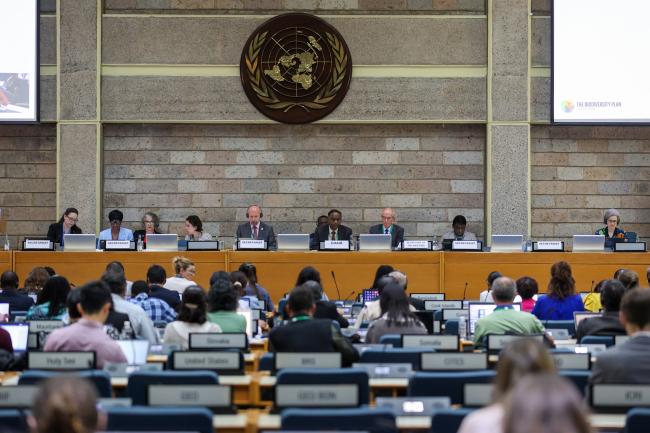 View of the dais during the morning plenary