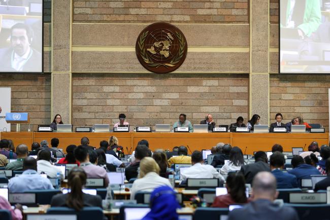 View of the dais during the morning plenary