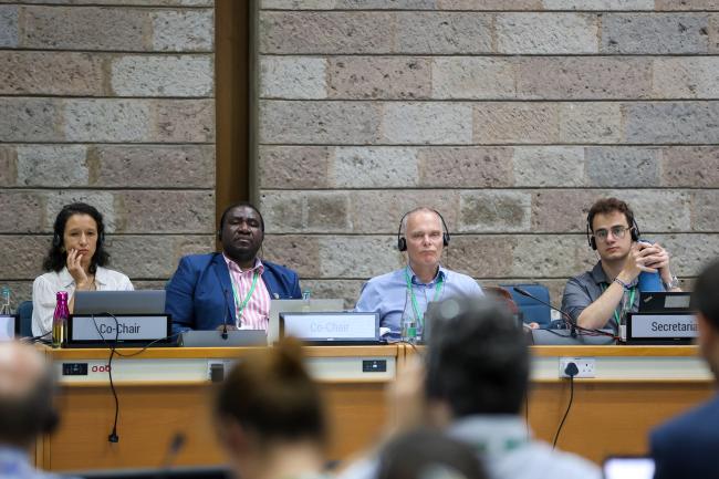 View of the dais during the Contact Group on Resource Mobilization 