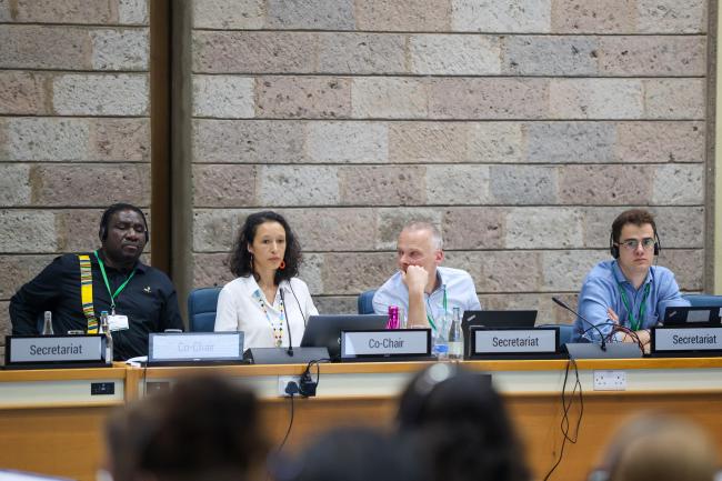 View of the dais during the Contact Group on Resource Mobilization 