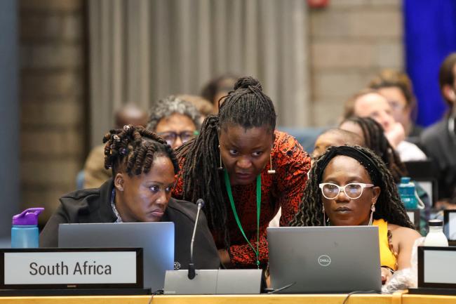 Delegates from South Africa and Malawi conferring
