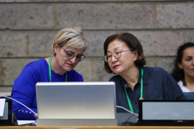 SBSTTA 26 Chair Senka Barudanović, Bosnia and Herzegovina, with Jihyun Lee, Meeting Secretary