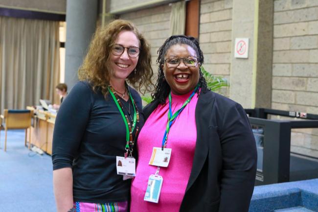 Thea Carroll, CITES, with Wadzanayi Goredema-Mandivenyi, CBD Secretariat