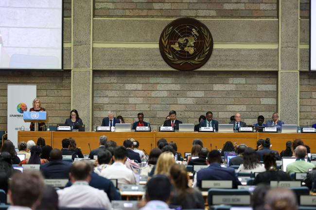 View of the dais during the morning plenary