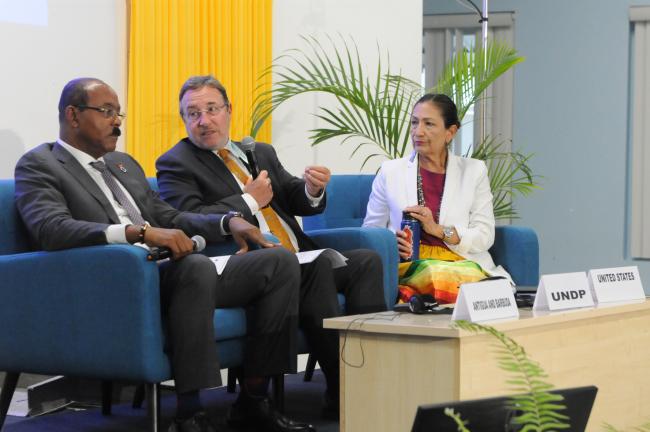 The dais during the Fireside Chat