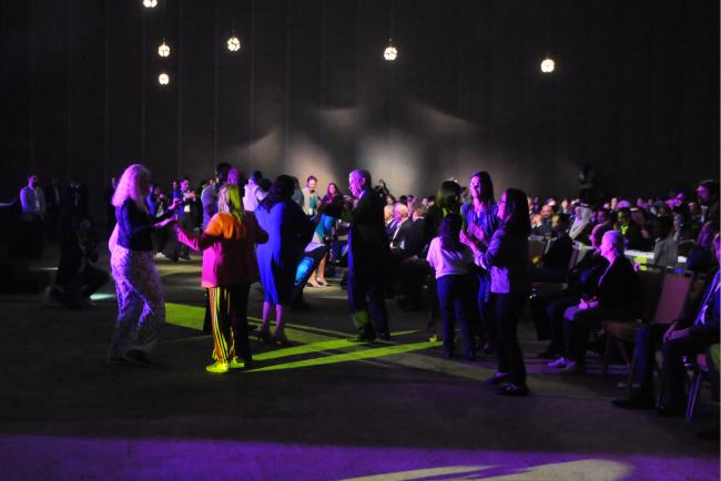 Delegates celebrate the end of the High-Level Event on Ocean Action