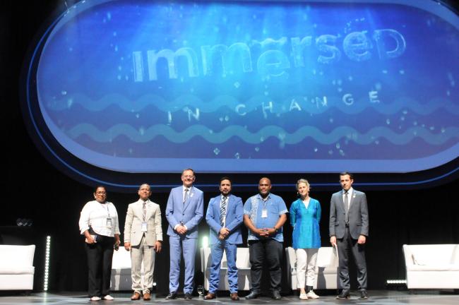 Group photo of panelists of the event on Sustainable Use of Fishing Resources - High-Level Event on Ocean Action - 7Jun2024 - Photo