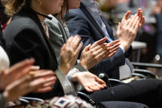 Delegates applaud the statements calling for greater ambition in terms of mitigation