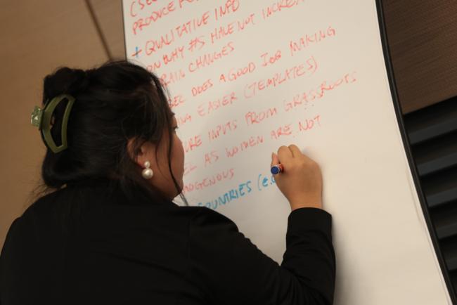 Facilitators take note of the contributions made by participants