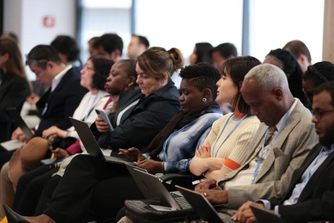 Delegates listen to the interventions