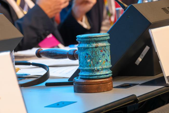 The meeting was closed with a gavel made from recycled plastic