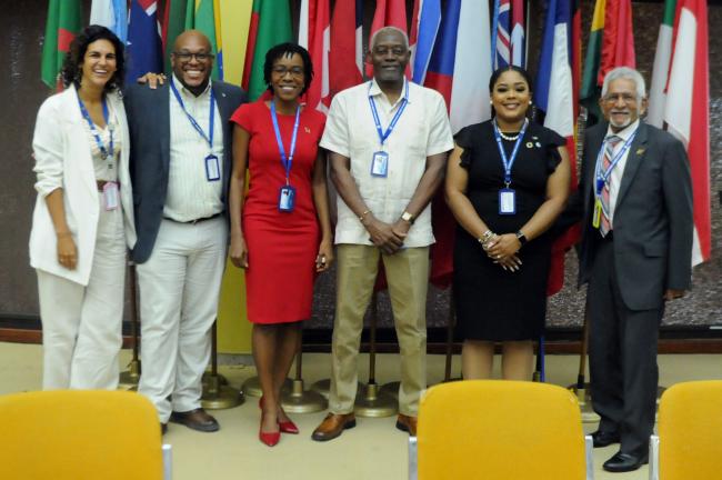 (L-R) Diva Amon, Trinidad and Tobago; Shannon Bethel, the Bahamas; Amanda Fraser, Trinidad and Tobago; Godfrey Rolle and Anya Allen, The Bahamas; and Deryck Lance Murray, Trinidad and Tobago