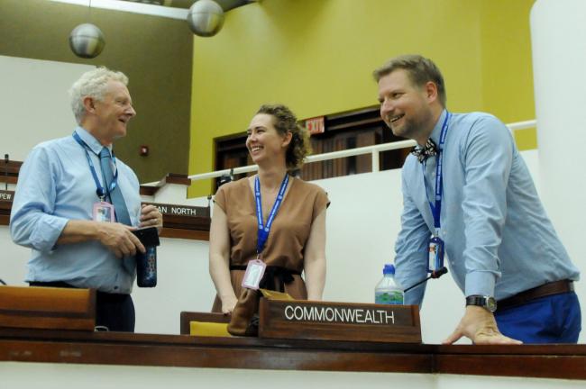 Duncan Currie, Deep Sea Conservation Coalition (DSCC); Alison Swaddling, Commonwealth Secretariat; and Julian Wilckens, Germany