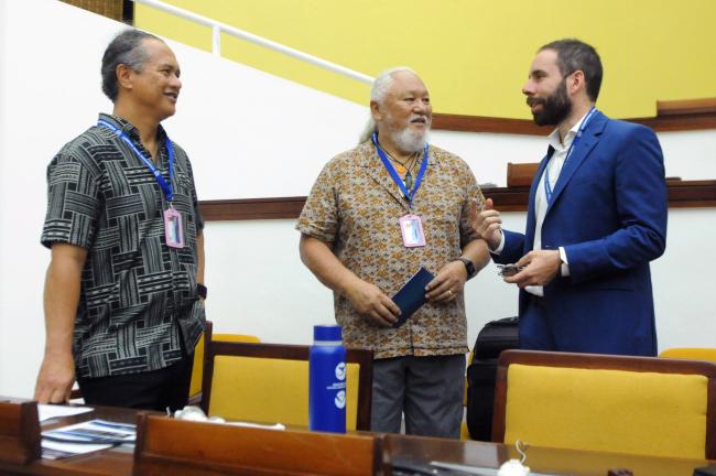 Ekolu Lindsey III and Solomon “Uncle Sol” Kaho'ohalahala, Greenpeace International, with Martin Webeler, Environmental Justice Foundation