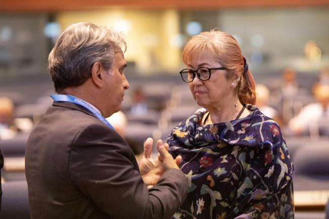 Ernesto Daniel Plasencia Escalante, Cuba, and Megumi Seki, Executive Secretary, Ozone Secretariat - OEWG46 - 12July2024