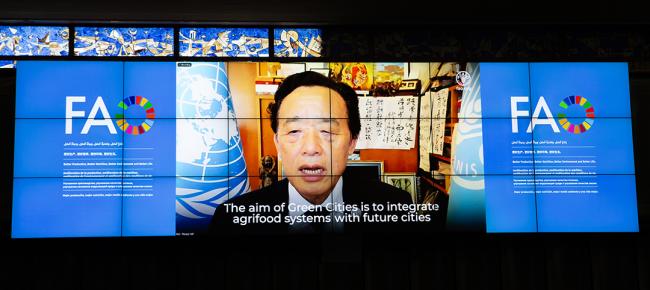 FAO Director-General Qu Dongyu participated in the special event through a video, highlighting the main aspects of the FAO Green Cities Initiative. - COFO27 - 26Jul2024