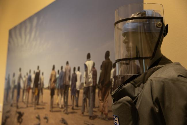 An exhibition around UN Headquarters highlights the devastating impact of war and the urgent need for disarmament