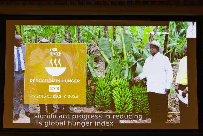 Uganda's VNR report highlights their progress on achieving SDG 2 (zero hunger)