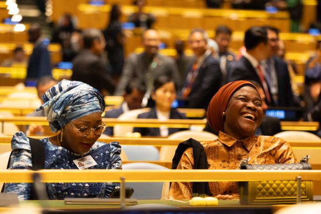 Delegates enjoy a moment