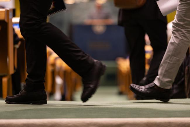 Delegates walking