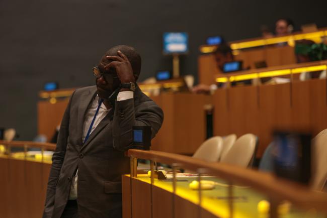 Delegates listen to the interventions