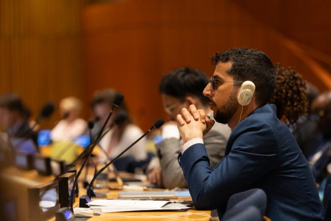 Delegates listen to the interventions
