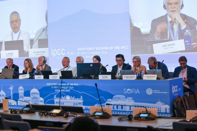 View of the dais during the evening plenary 