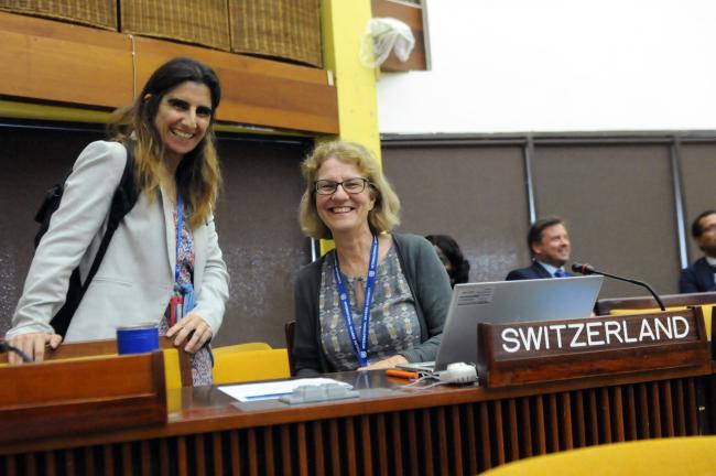 Luciana Genio, ISA Secretariat, and Martine Rohn-Brossard, Switzerland