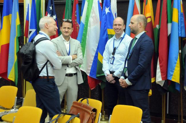 (L-R) Corey McLachlan, Nauru Ocean Resources Inc. (NORI); Kris Van Nijen, Belgium; Nathan Eastwood, NORI; and Wouter Duijnstee, Blue Minerals Jamaica Ltd.