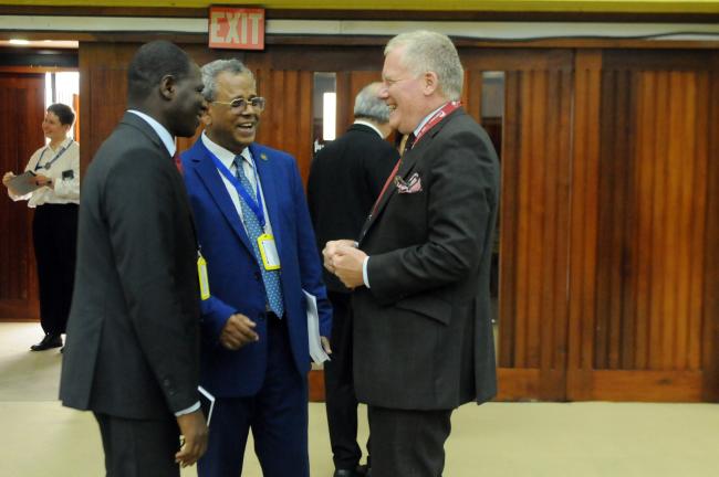 Tidiani Couma, Monaco; Khurshed Alam, Bangladesh; and Michael Lodge, ISA Secretary-General