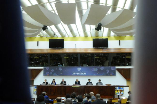 The dais during Thursday's proceedings