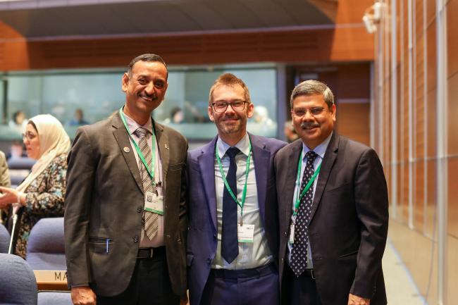 From L-R: Badrinarayanan Balaji, India; Co-Chair William Lockhart, UK; and Tanmay Kumar, India
