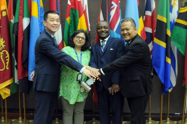 Haibo Gou, China; Kajal Bhat, India; Solomon Korbieh, Ghana; and Andy Aron, Indonesia