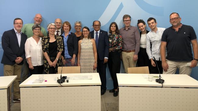 Group photo of representatives from the Inter-Organization Programme for the Sound Management of Chemicals (IOMC) and the Ministry for the Environment, Nature Conservation, Nuclear Safety and Consumer Protection (BMUV), Germany, at the end of the 3rd Berlin Forum on Chemicals and Sustainability