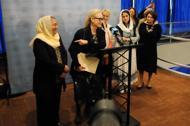 Meryl Streep, American actress, joins a noon event about freedom of the women of Afghanistan