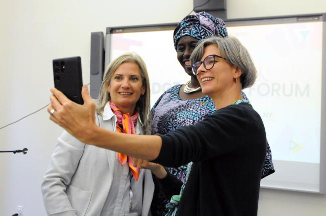 Nadine Salame, UN DESA; Sheila Oparaocha, Executive Director, ENERGIA; and Sofía Martínez, Global Policy Director, Green Economy Coalition