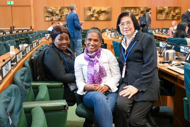 Noluzuko (Zuki) Gwayi, South Africa, and POPRC members Victorine Pinas, Suriname, and Chalongkwan Tangbanluekal, Thailand
