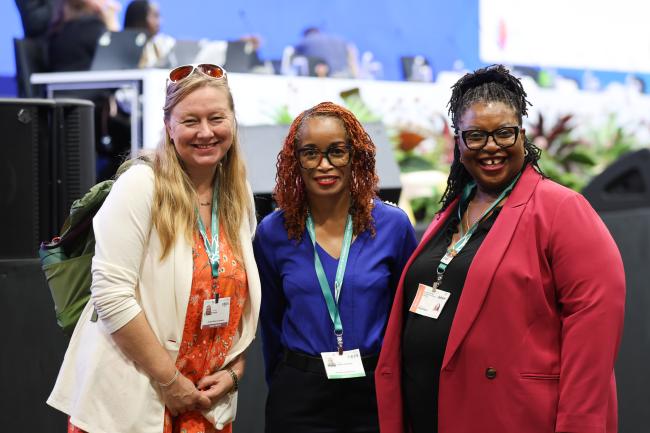From L-R: Jennifer Shinen, US; Kishma Primus-Ormond, Antigua and Barbuda; and Wadzanayi Goredema-Mandivenyi, CBD Secretariat