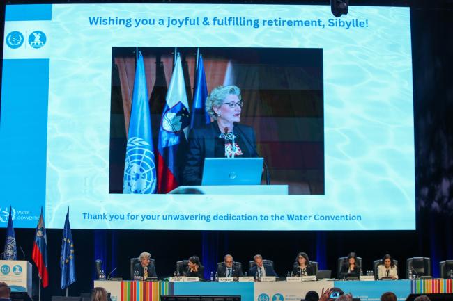 Sibylle Vermont was thanked on her work on the Water Convention by the Secretariat