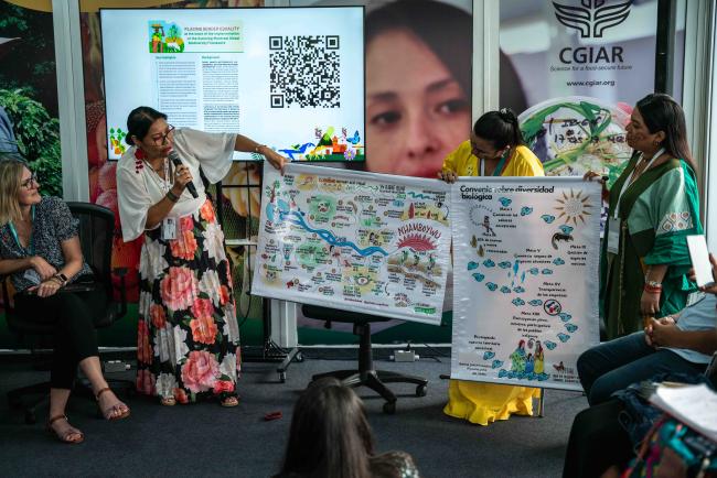 Hortencia Hidalgo presenting work that aligned the biodiversity targets with local cosmivisions - gender target 23 -23oct24-photo