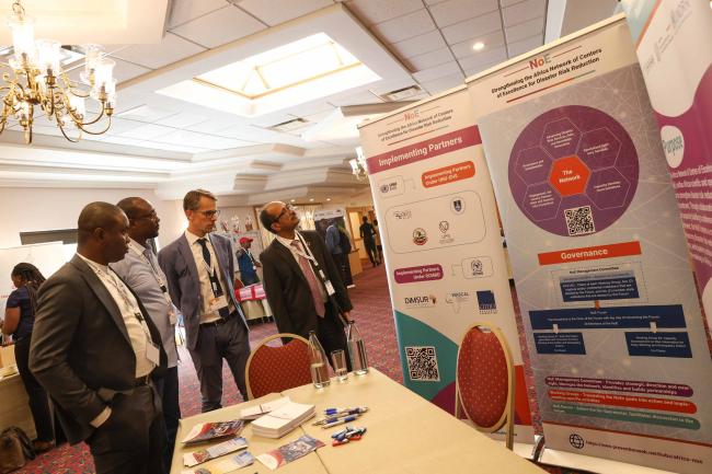 Kamal Kishore, Special Representative of the UN Secretary-General for DRR, and Head, UNDRR, does a tour of the different information booths on display around the venue