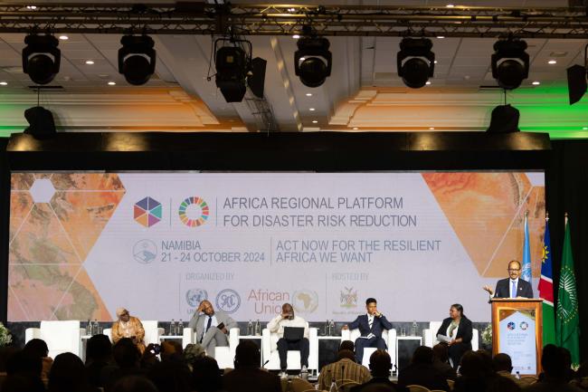 Kamal Kishore, Special Representative of the UN Secretary-General for DRR, and Head, UNDRR, delivers a keynote address during the plenary session 'Investing to Reduce Risk'